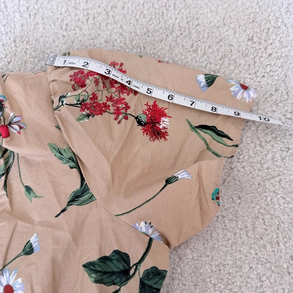 Anthropologie The Somerset Maxi Dress Cotton Tiered Size Small Khaki Floral - Picture 6 of 12